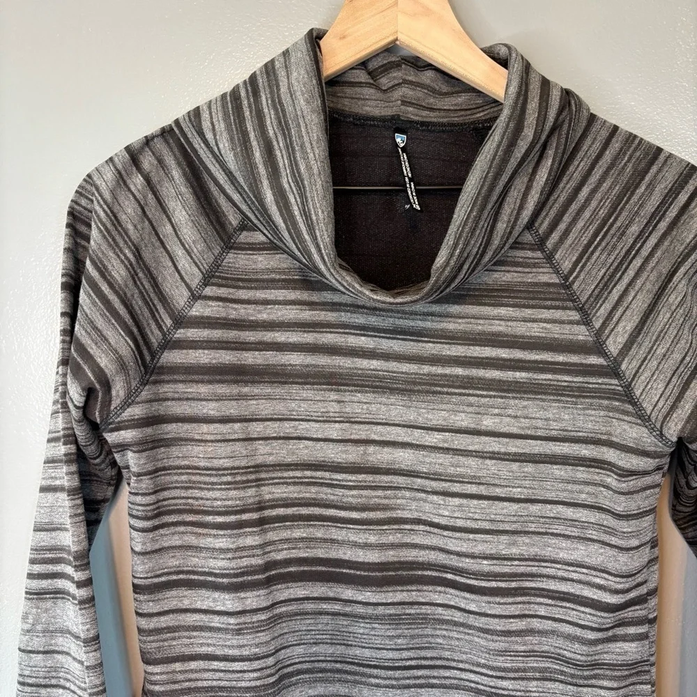 Kuhl XS Piper Cowl Neck Sweater Heather Gray Black Outdoor Hiking Base Layer